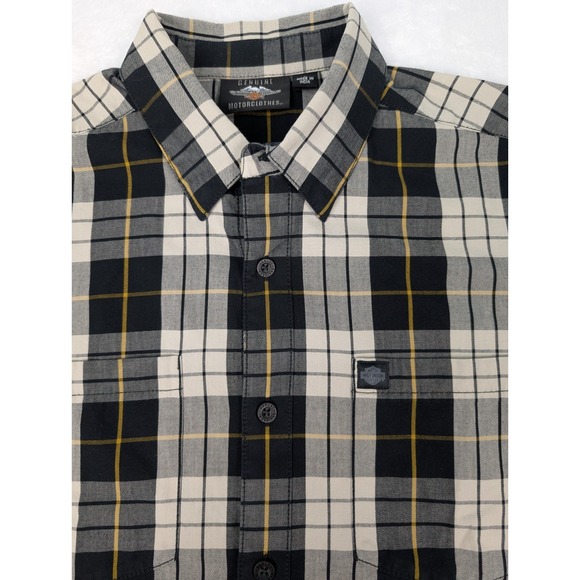 Harley Davidson Shirt Men's L Black Check Plaid Button Down Logo - Picture 3 of 13